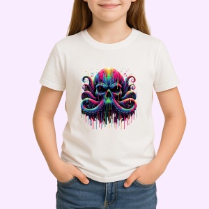 Tricou Caracatita cu craniu stil fantasy si street art combinat Copii | Dama | Barbat - Img 4