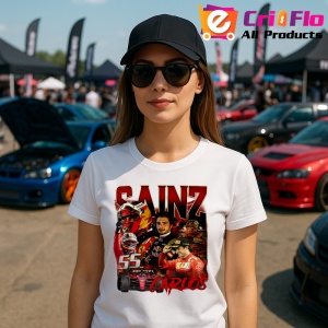 Tricou Carlos Sainz Colaj Masina Ferrari Formula 1, Copii | Dama | Barbat - Img 8