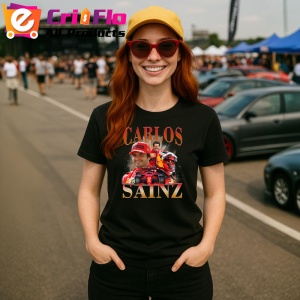 Tricou Carlos Sainz Colaj Rosu Portocaliu Formula 1, Copii | Dama | Barbat - Img 7