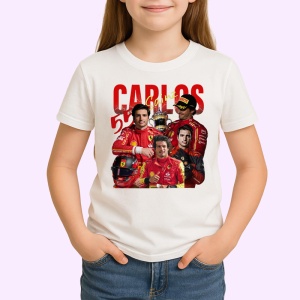Tricou Carlos Sainz Formula 1 Imagine Dinamica Echipa Ferrari, Copii | Dama | Barbat - Img 3