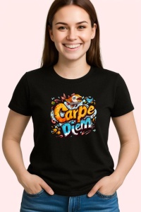 Tricou Carpe Diem Design Colorat Peste Amuzant, din bumbac 100%, tricou negru Copii | Dama | Barbat - Img 3