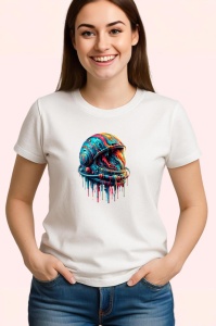 Tricou Casca astronaut arta dripping univers colorat Copii | Dama | Barbat