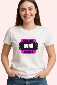 Tricou Cea Mai Buna Bunica V4, din bumbac 100%, tricou alb, Dama | Barbat