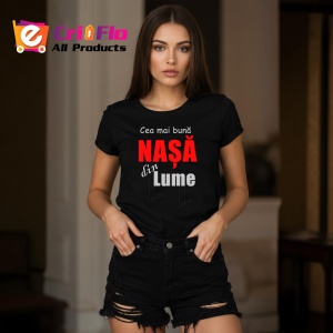Tricou Cea Mai Buna Nasa V2, din bumbac 100%, tricou negru, Dama | Barbat - Img 2