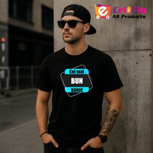 Tricou Cel Mai Bun Bunic Din Lume V2, din bumbac 100%, tricou negru, Dama | Barbat - Img 2