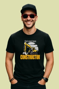 Tricou Cel Mai Bun Constructor Utilaj, din bumbac 100%, tricou negru, Dama | Barbat - Img 2
