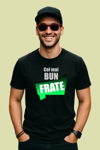 Tricou Cel Mai Bun Frate Banner Verde, din bumbac 100%, tricou negru, Dama | Barbat
