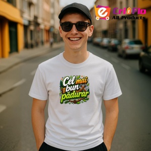 Tricou Cel Mai Bun Padurar Topor Lemn V2, din bumbac 100% , tricou alb pentru Dama | Barbat - Img 7