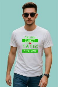 Tricou Cel Mai Iubit Tatic Din Lume, din bumbac 100%, tricou alb, Dama | Barbat