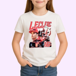 Tricou Charles Leclerc Masina Si Trofeu Echipa Ferrari Formula 1, Copii | Dama | Barbat - Img 3
