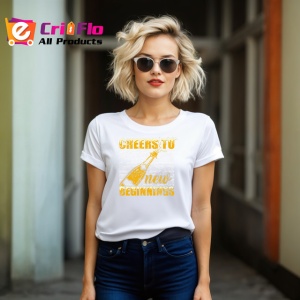 Tricou Cheers To New Beginnings Sticla Sampanie, din bumbac 100% , tricou alb pentru Dama | Barbat - Img 4