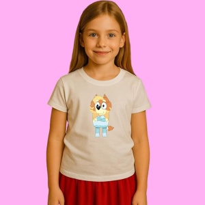 Tricou Chilli Din Bluey Stand Simplu, din bumbac 100%, tricou alb, Copii | Dama | Barbat