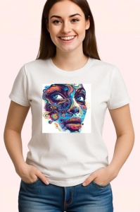 Tricou Chip feminin cu spirale psihedelice fundal alb Copii | Dama | Barbat - Img 3