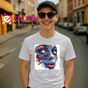 Tricou Chip feminin cu spirale psihedelice fundal alb Copii | Dama | Barbat