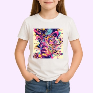 Tricou Chip psihedelic colorat cu flori si cercuri Copii | Dama | Barbat - Img 4