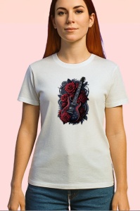 Tricou Chitara Flori Trandafiri Rock, Copii | Dama | Barbat - Img 4