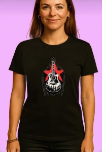 Tricou Chitara Neagra Cu Flacari, Copii | Dama | Barbat, culoare negru - Img 4