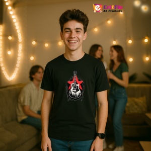 Tricou Chitara Neagra Cu Flacari, Copii | Dama | Barbat, culoare negru - Img 7