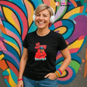 Tricou Chris Brown - King of R&B Red, muzica Hip-Hop / Trap, Dama | Barbat | Copii, Culoare Negru - Img 13
