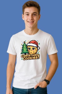 Tricou Christmas Cookies Pixel Art, din bumbac 100%, tricou alb, Copii | Dama | Barbat - Img 1
