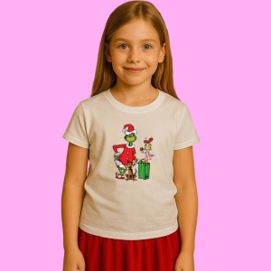 Tricou Christmas Grinch Logo, din bumbac 100%, tricou alb, Copii | Dama | Barbat - Img 3