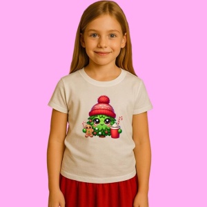 Tricou Christmas Tree Chibi Cu Cana Si Biscuit, din bumbac 100%, tricou alb, Copii | Dama | Barbat