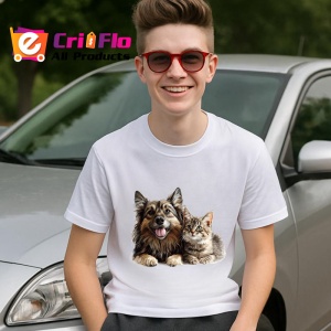 Tricou Ciobanesc German si pisica tigrata moment de relaxare Copii | Dama | Barbat Barbat - Img 5