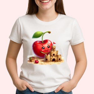 Tricou Cireasa de vara amuzanta castel de nisip, Fructe, Copii | Dama - Img 2