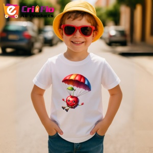 Tricou Cireasa de vara amuzanta cu parasuta, Fructe, Copii | Dama - Img 3