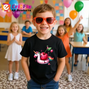 Tricou Cireasa de vara amuzanta pe poney, Fructe, Copii | Dama, culoare negru - Img 4