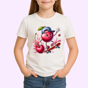 Tricou Cireasa de vara amuzanta skateboarding, Fructe, Copii | Dama
