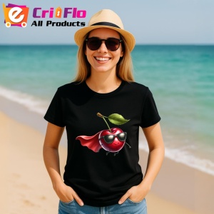 Tricou Cireasa de vara amuzanta super erou, Fructe, Copii | Dama, culoare negru - Img 11