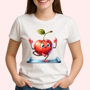 Tricou Cireasa de vara amuzanta yoga, Fructe, Copii | Dama - Img 2
