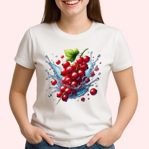 Tricou Coacaze rosii in val acvatic, Fructe, Copii | Dama - Img 2