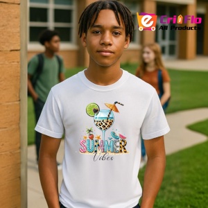 Tricou Cocktail cu lime si umbreluta text summer vibes exotic si racoritor Copii | Dama | Barbat Barbat - Img 5