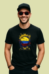 Tricou Colombia Steag Splash Art, Copii | Dama | Barbat, culoare negru - Img 2