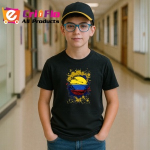 Tricou Colombia Steag Splash Art, Copii | Dama | Barbat, culoare negru - Img 10