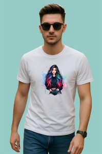 Tricou colorful hair tattoo girl, fata cu par colorat si tatuaj, Copii | Dama | Barbat - Img 2