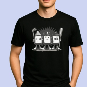 Tricou Control Delete Funny Negru, Copii | Dama | Barbat - Img 2