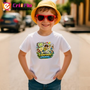 Tricou Controlled Chaos Copil Fotbalist Colorat, din bumbac 100% , tricou alb pentru Copii | Dama | Barbat - Img 4