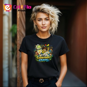 Tricou Controlled Chaos Copil Fotbalist Colorat, din bumbac 100%, tricou negru Copii | Dama | Barbat - Img 8
