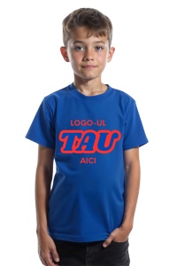 Tricou copii albastru personalizat cu logo-ul companiei