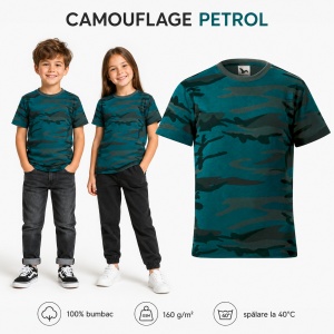 Tricou copii camuflaj Malfini 149 – 100% bumbac, unisex, fete și băieți - Img 15