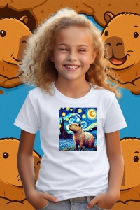 Tricou copii Capybara - pictat in stil Van Gogh