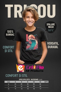 Tricou copii Capybara - Surfing big wave - Img 6