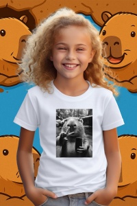 Tricou copii Capybara - trendy selfie - Img 2
