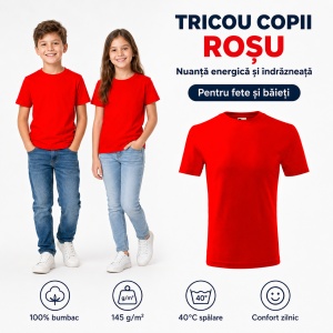 Tricou Copii Classic New Malfini – 100% Bumbac, Mânecă Scurtă, Fete și Băieți, 18 Culori - Img 23