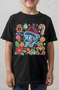 Tricou copii craciun - NEON CHRISTMAS COOL MARIO - tricou, copii, craciun, personaje