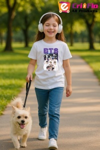 Tricou copii cu formatia BTS 1 , din bumbac 100% - Img 8