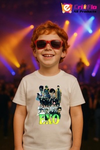 Tricou copii cu formatia EXO 2 , din bumbac 100% - Img 9